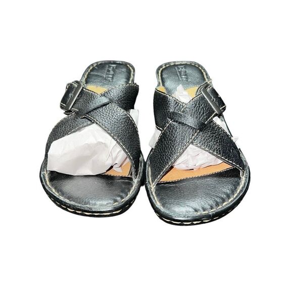 Born wedge sandal cris cross pebbles black leather size 8 - Picture 2 of 6